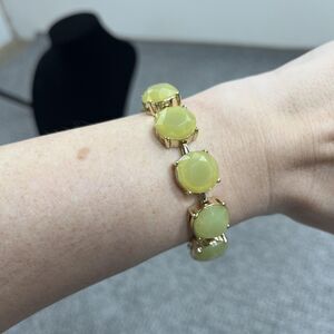 J Crew Bracelet Yellow Resin Stone Tennis Gold Tone Womens Jewelry Signed